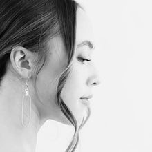 Load image into Gallery viewer, White Leather & Brass Oval Accent Earrings