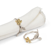 Load image into Gallery viewer, Bee on Branch Napkin Ring Pair