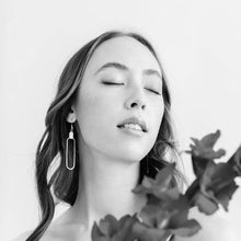 Load image into Gallery viewer, Latte Leather & Brass Oval Accent Earrings