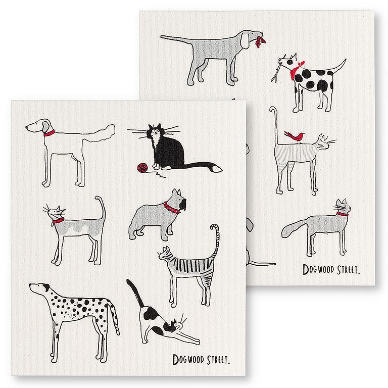 Dogs & Cats Dishcloths - Set of 2