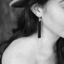 Load image into Gallery viewer, Black Leather Bar Earrings
