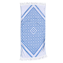 Load image into Gallery viewer, Geo Blue Turkish Body Towel