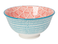 Load image into Gallery viewer, Blue Red Dash Stamped Bowl 3.5 Inch