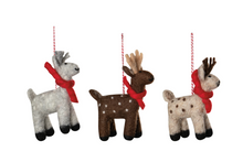 Load image into Gallery viewer, Artic Deer Felt Christmas Tree Ornaments - 3 Assorted Styles