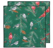 Load image into Gallery viewer, Birds & Boughs Christmas Recycled Microfibre Dishcloth Set