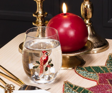 Load image into Gallery viewer, Stemless Wine Glass with Jewel Cardinal