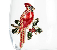 Load image into Gallery viewer, Stemless Wine Glass with Jewel Cardinal