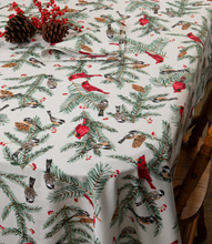 Load image into Gallery viewer, Birds & Boughs Christmas Tablecloth - 60 X 120 Inches
