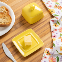 Load image into Gallery viewer, Lemon Yellow Square Butter Dish