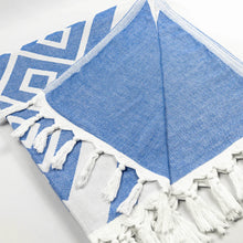 Load image into Gallery viewer, Geo Blue Turkish Body Towel