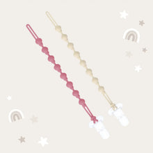 Load image into Gallery viewer, Pacifier Clips - Almond & Dusty Rose
