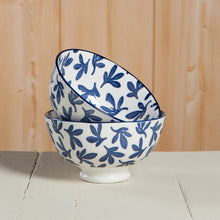 Load image into Gallery viewer, Blue Floral Stamped 4 Inch Bowl