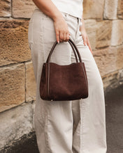 Load image into Gallery viewer, Steffie Suede Mini Tote Bag- Chocolate