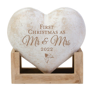 2pc 1st Christmas As Mr & Mrs 3D Heart FINAL SALE