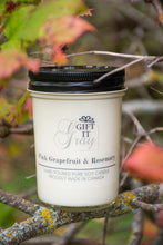 Load image into Gallery viewer, Pink Grapefruit & Rosemary Gift It Gray Soy Candle