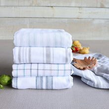 Load image into Gallery viewer, Soft Blue Pinstripe Single Terry Reverse Towel
