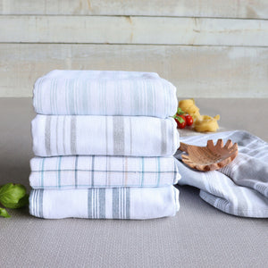 Soft Blue Pinstripe Single Terry Reverse Towel