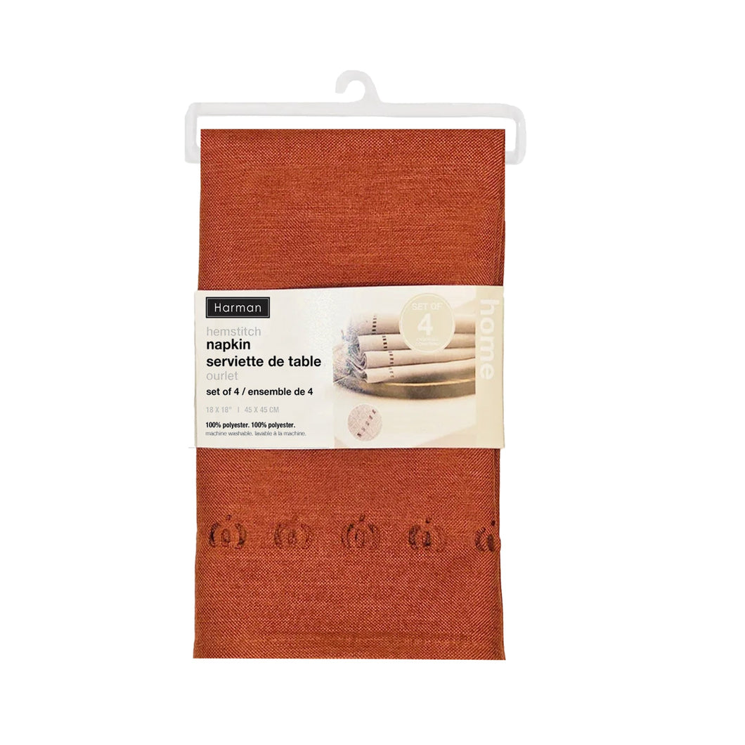 Russet Pumpkin Hemstitch Napkin - Set Of 4