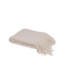 Load image into Gallery viewer, Cream Woven Knit Tassel Throw
