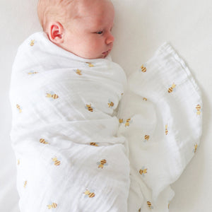 Swaddle Blanket Muslin Cotton - Bees