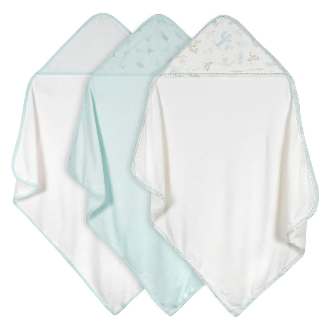 Just Born 3-Pack Baby Boys Desert Cactus Hooded Towels