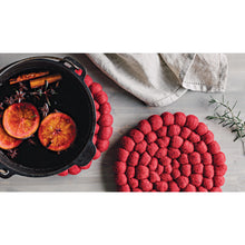 Load image into Gallery viewer, Chili Red Recycled Wool Felt Dot Trivet
