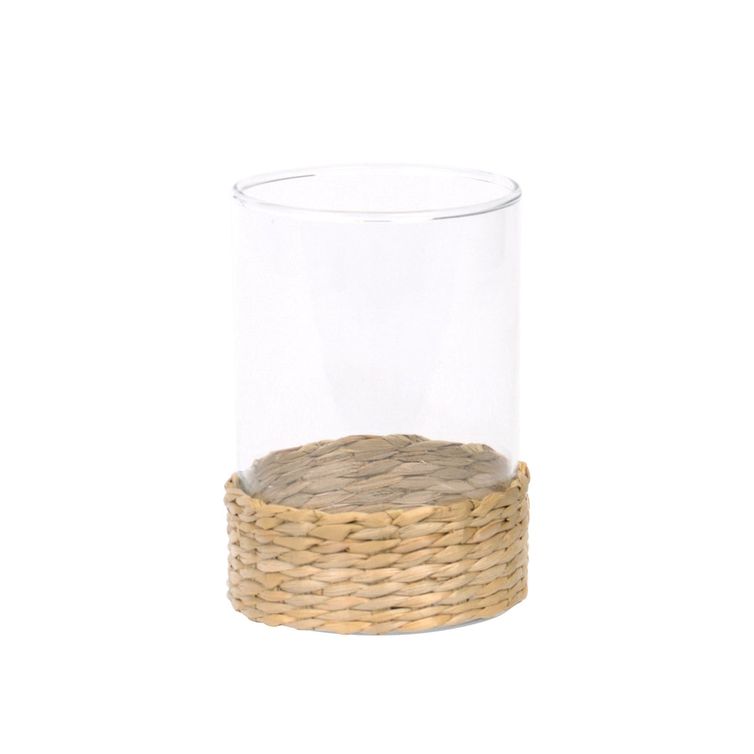 Jackson Clear Glass Candle Holder With Wicker - Assorted