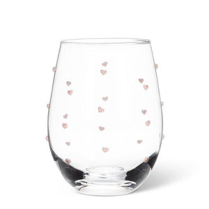 Stemless Wine Glass with Hearts