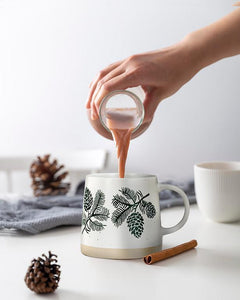 Wide Base Mug with Pinecones