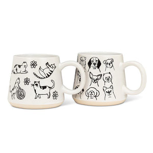 Oversized Mug with Cat Drawings
