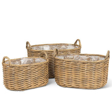 Load image into Gallery viewer, Large Oval Baskets with Handles - Set of 3
