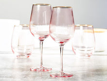 Load image into Gallery viewer, Optic Wine Glass with Gold Rim
