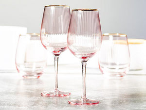 Optic Wine Glass with Gold Rim