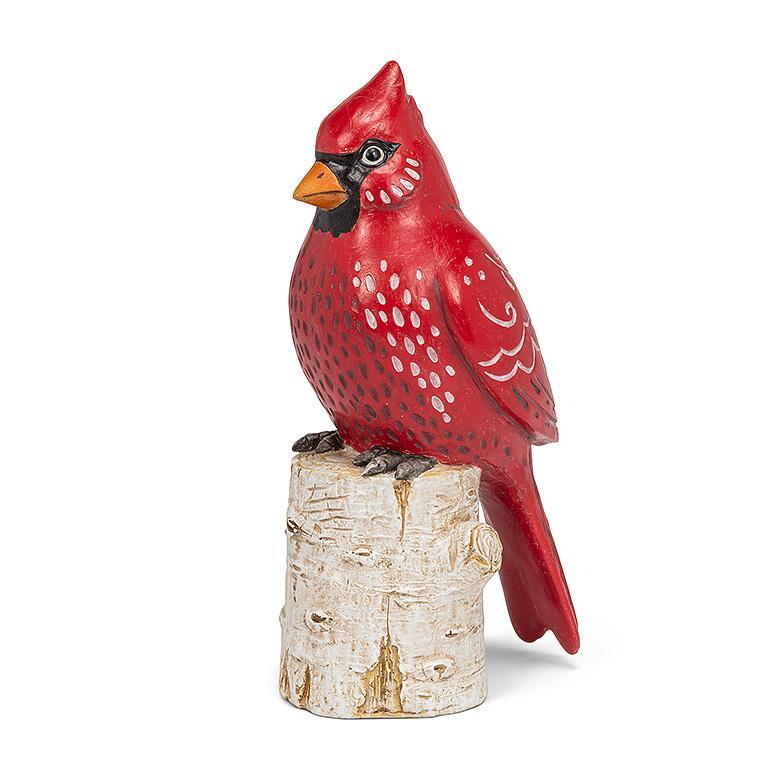 Cardinal On Birch Stump