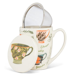 Tea Garden Covered Mug & Strainer