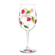 Load image into Gallery viewer, Strawberries &amp; Flowers Wine Glass
