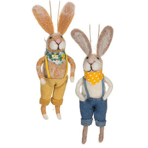 Rabbits in Overalls Ornament - Assorted