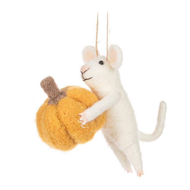 Mouse with Pumpkin Ornament