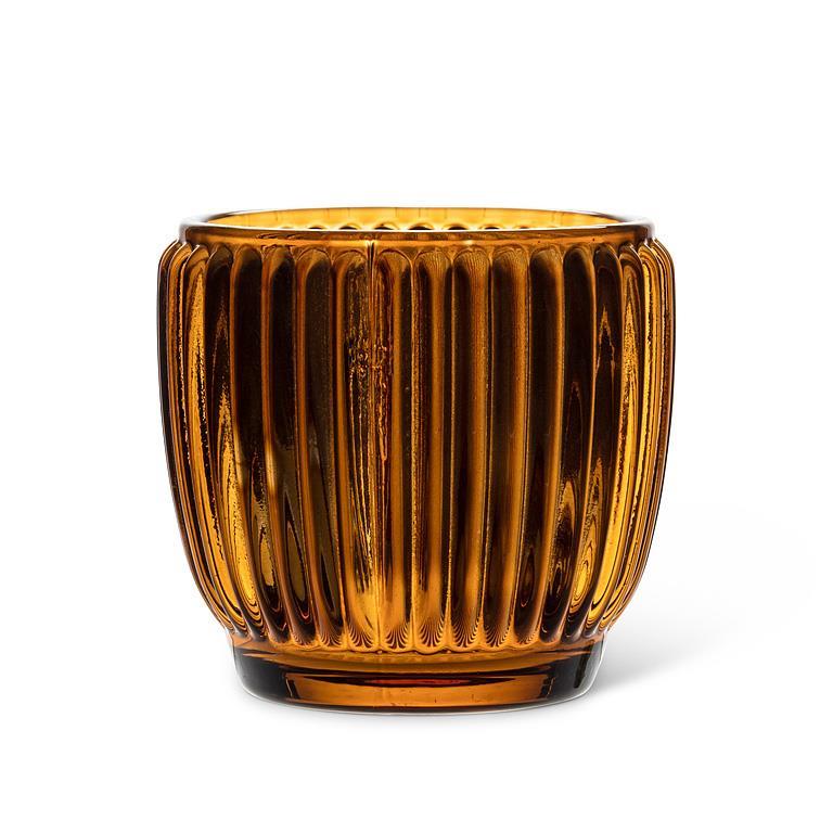Amber Small Ribbed Votive
