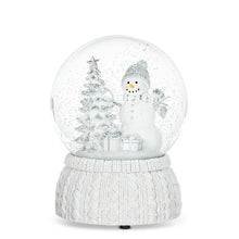 Load image into Gallery viewer, Large Snowman &amp; Tree Globe on Knit Base with Music
