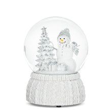 Load image into Gallery viewer, Large Snowman &amp; Tree Globe on Knit Base with Music
