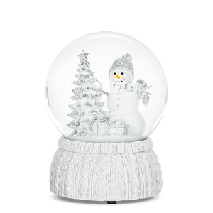 Large Snowman & Tree Globe on Knit Base with Music