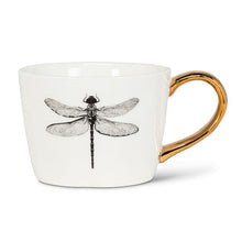 Load image into Gallery viewer, Dragonfly Low Mug with Gold Handle

