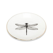 Load image into Gallery viewer, Dragonfly Small Dish with Gold Rim
