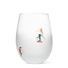 Load image into Gallery viewer, Frosted Skier Stemless Wine Glass
