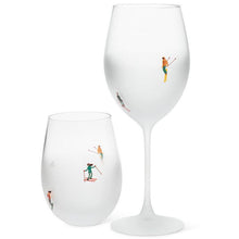 Load image into Gallery viewer, Frosted Skier Stemless Wine Glass
