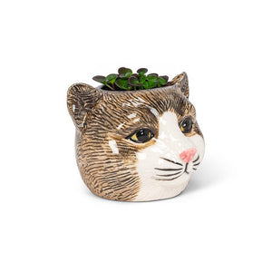 Small Tabby Cat Planter