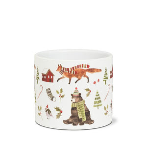 Small Woodland Animals Christmas Planter