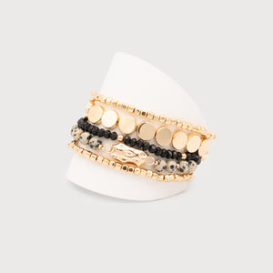 Briget Set Of 5 Bracelets - Black/Gold