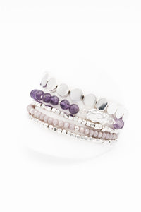 Briget Set Of 5 Bracelets - Lavender/Silver